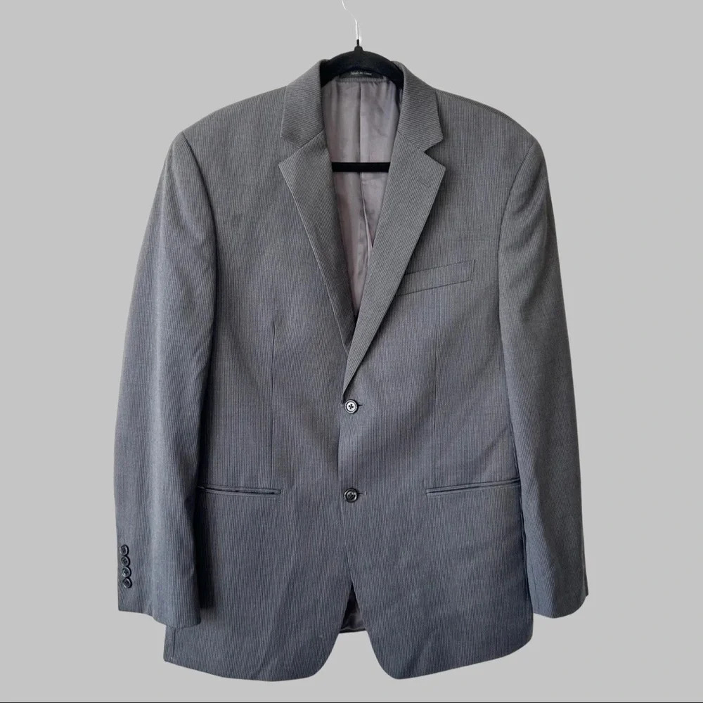 Michael Kors Pure Wool Pinstriped  Blazer in Grey
